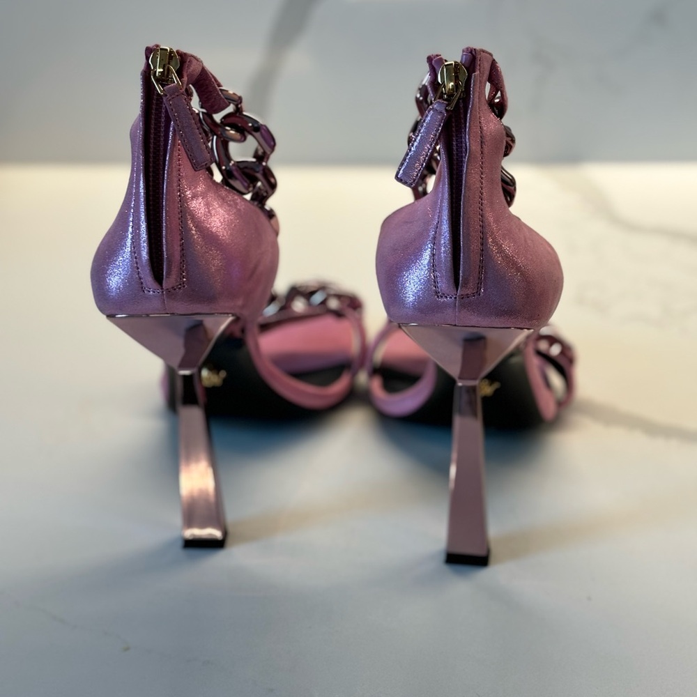 Versace pink heels with chains. Worn ONCE!!